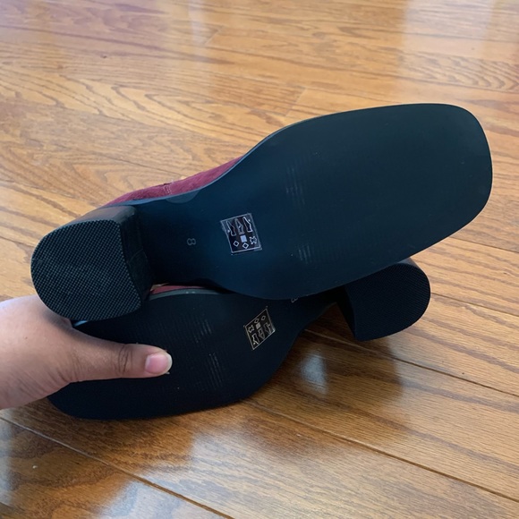 ASOS Burgundy Wine Square Toe Chelsea Boot NWOT - Picture 7 of 13